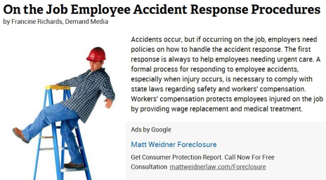 On the Job Employee Accident Response Procedure
